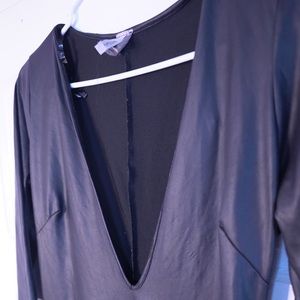 VERY SEXY form-fitting pleather DEEP V dress
